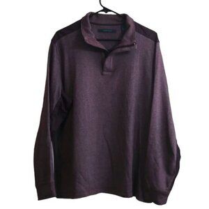 Men's Perry Ellis Maroon Golf Polo 1/4 ZIpper Pullover Sweater Size Large EUC